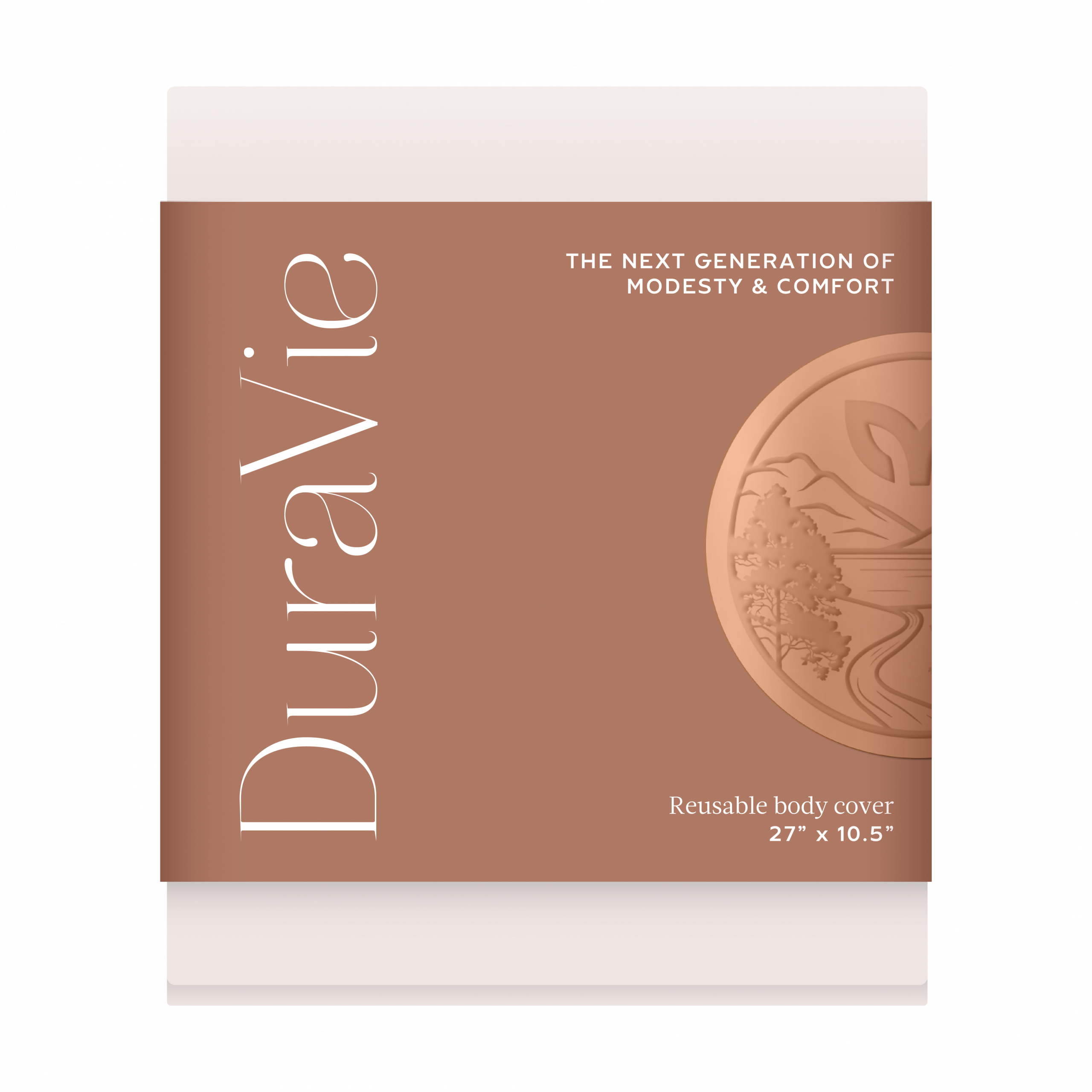 Beige body wrap with terracotta label