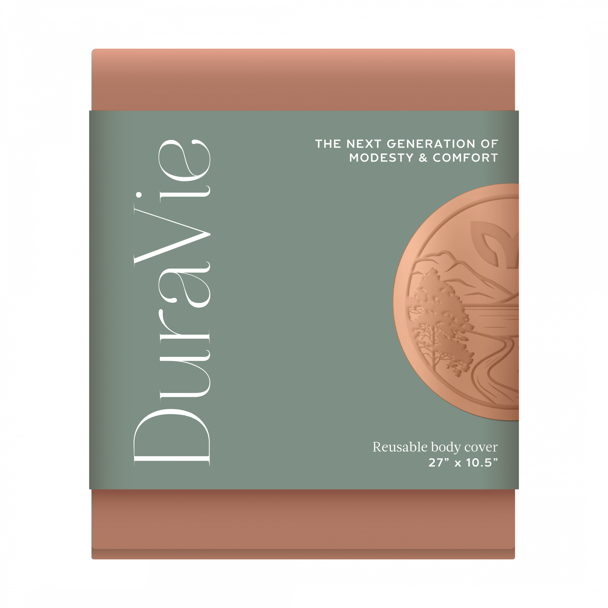 Terracotta body wrap with sage green label