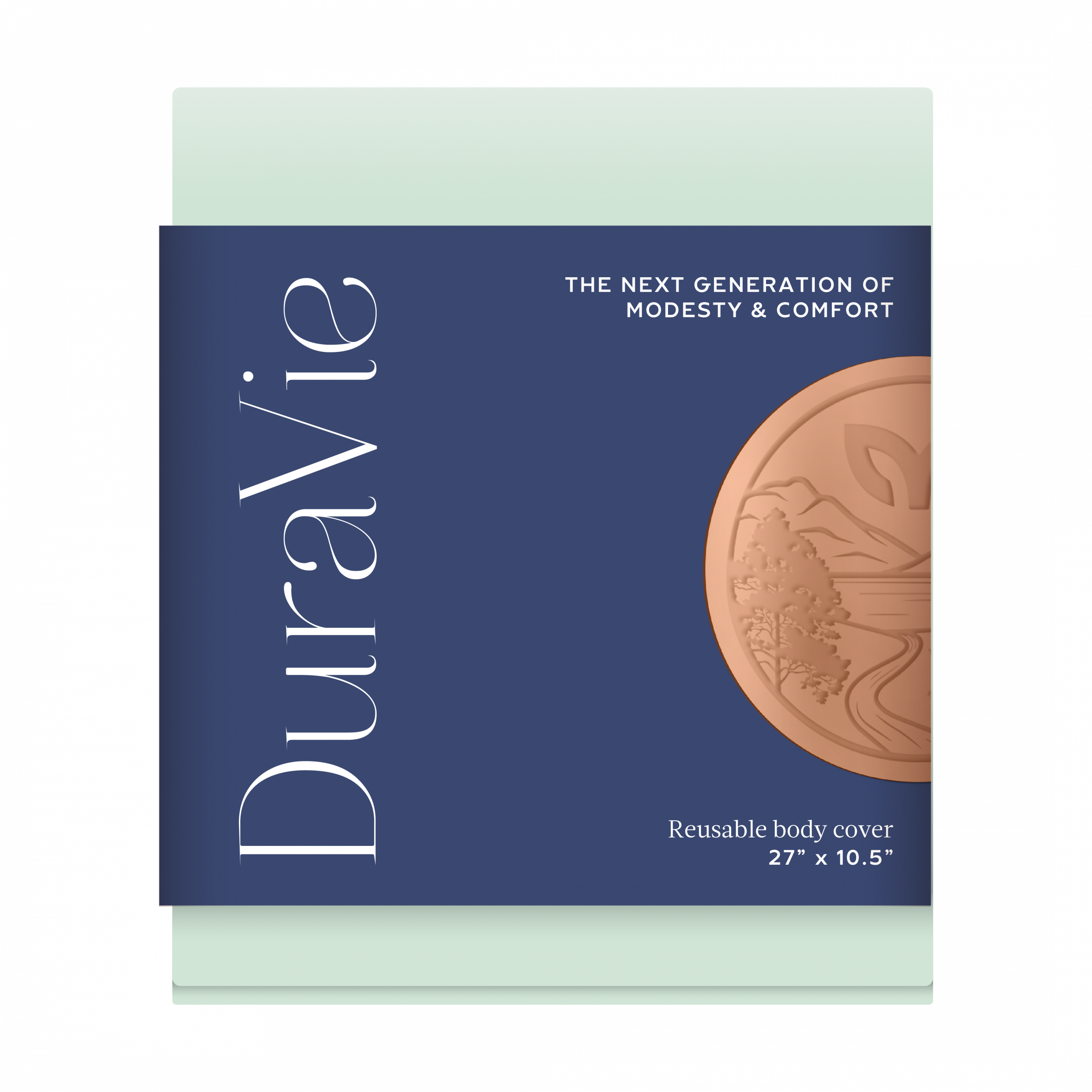 Mint green DuraVie body wrap with navy blue label